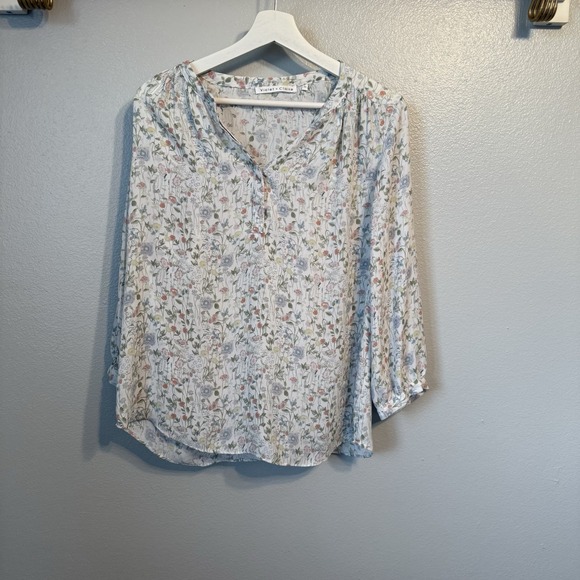 Violet & Claire Tops - Violet + Claire Women white‎ Floral Top 3/4 sleeve Medium Blouse Shirt Loose Fit